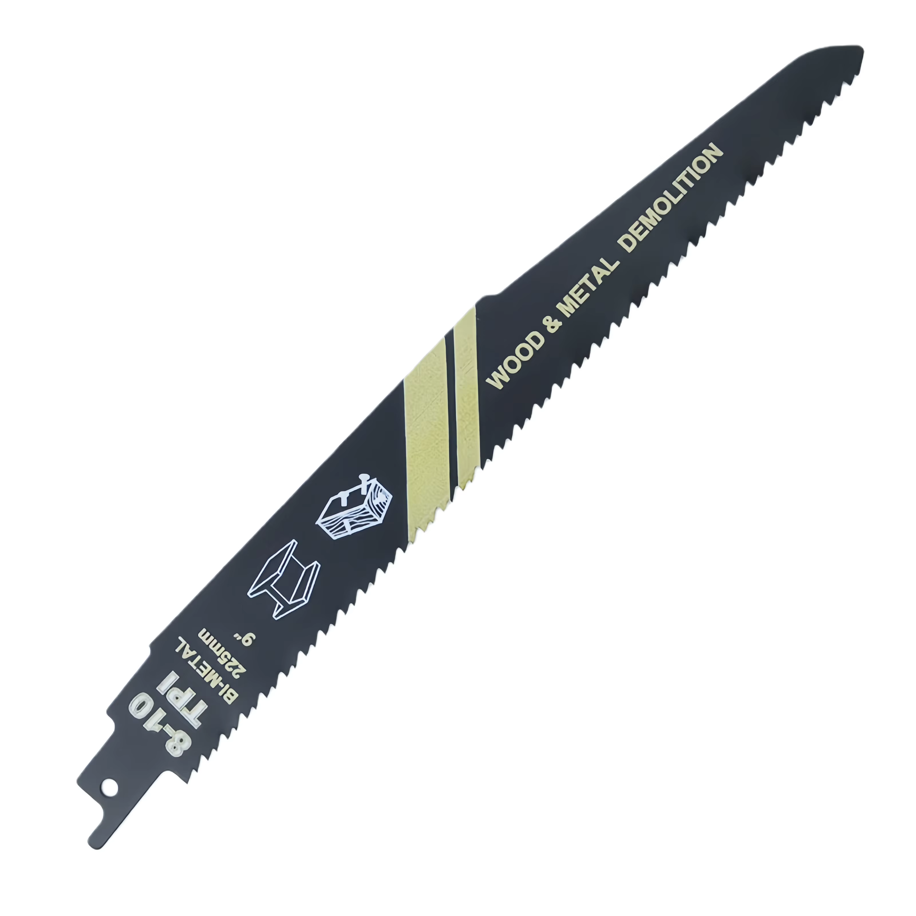 Lame de scie alternative bimétallique 9 pouces (225mm), 8-10TPI M2, découpe de matériaux pour clous 