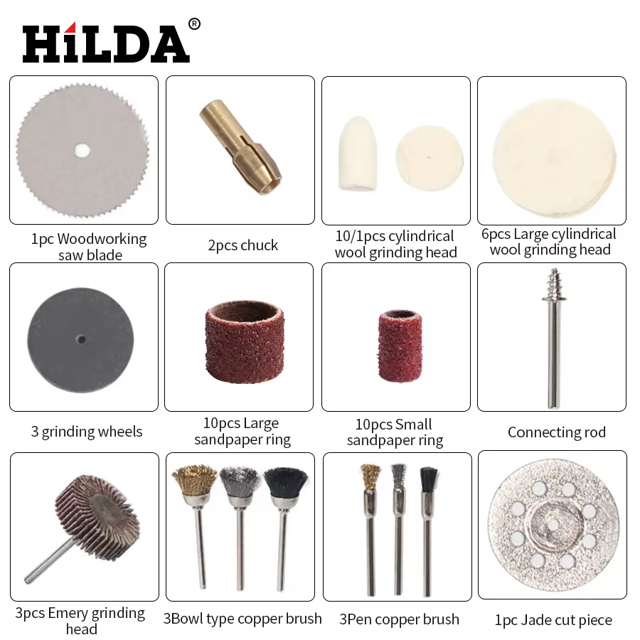 HILDA accessoires d'outils rotatifs pour une coupe facile, le meulage, le ponçage, la sculpture et l