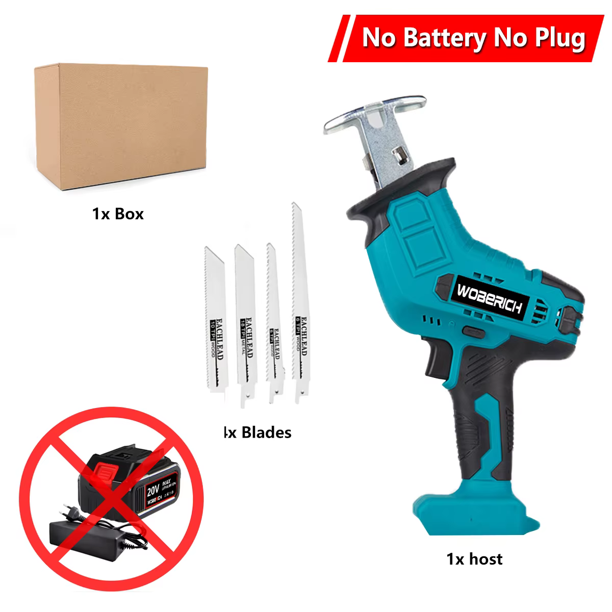 Scie alternative sans fil 21V tronçonneuse coupe bois/métal/tuyau PVC vitesse réglable avec lames de