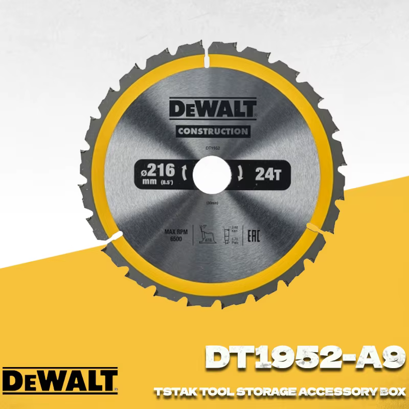 DEWALT DT1952-A9 Lame de scie circulaire en carbure de 216 mm, lame de scie à bois 216x30x24T pour s