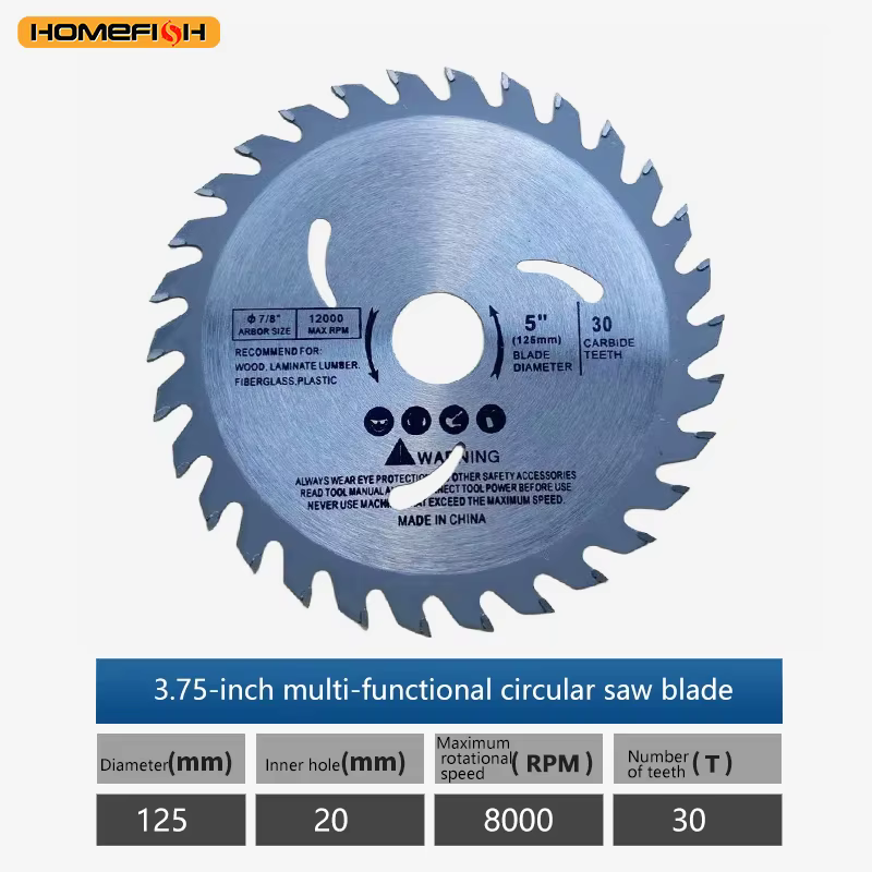 Lame de scie circulaire 125mm 5 pouces, disque de coupe du bois en carbure à 30 dents, alésage de 20