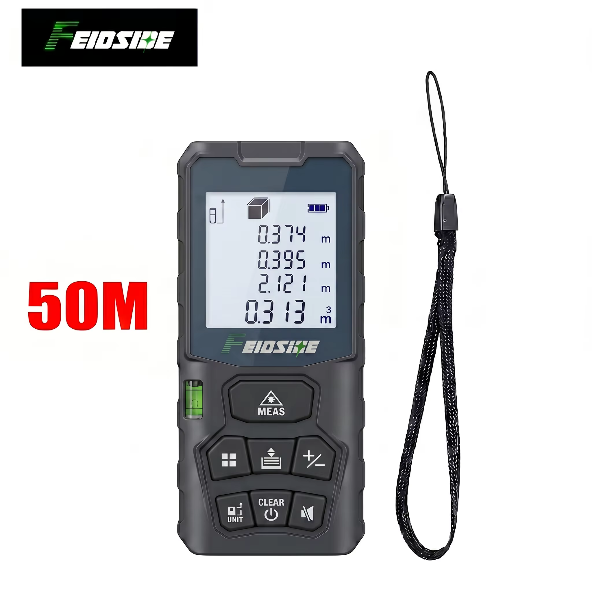 Télémètre laser portatif FEIDSIDE 50M/120M avec écran LCD, mesureur de distance laser numérique mult