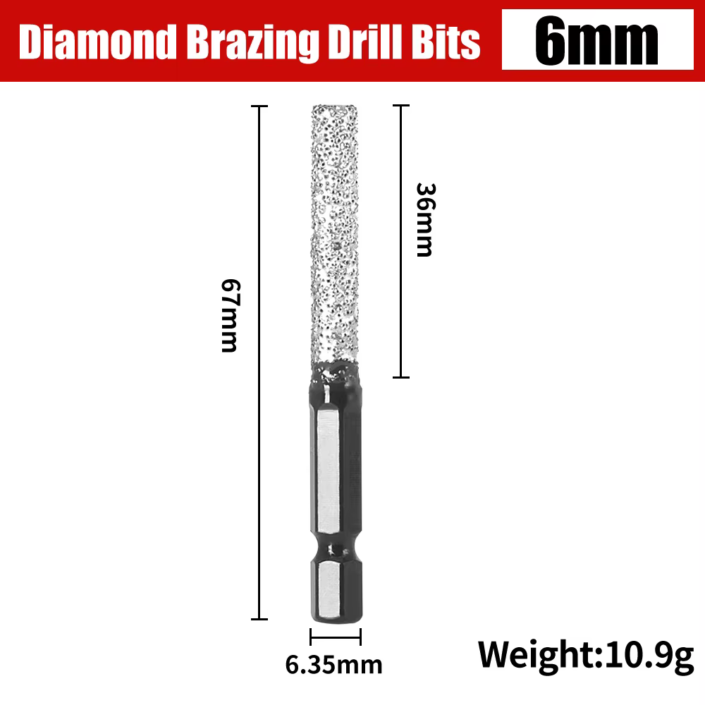 Forage et meulage de foret diamanté à tige hexagonale, scie cloche pour carreaux de céramique secs, 