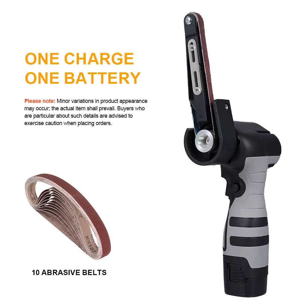 Ponceuse à bande sans fil 180 °   Machine de polissage portable avec tête de meulage réglable, 6500 