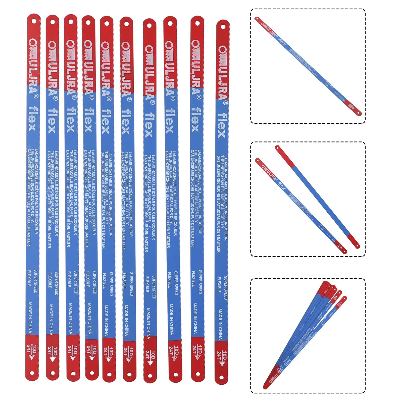 10 pièces/ensemble 14T/18T/24T lame de scie à métaux 300mm M35 lames de scie à main en acier bi-méta