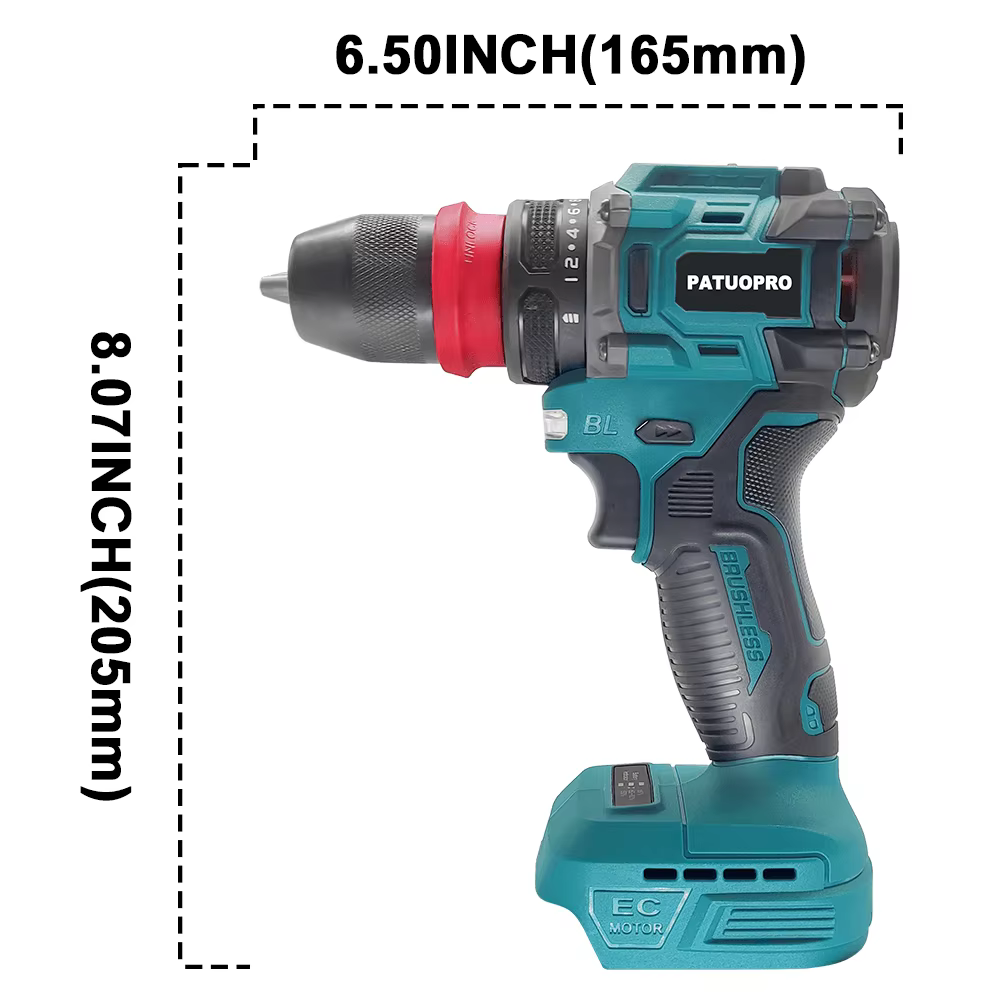 PATUOPRO-Perceuse électrique sans fil 2 en 1, mandrin de 10mm, tournevis sans balais, outil électriq