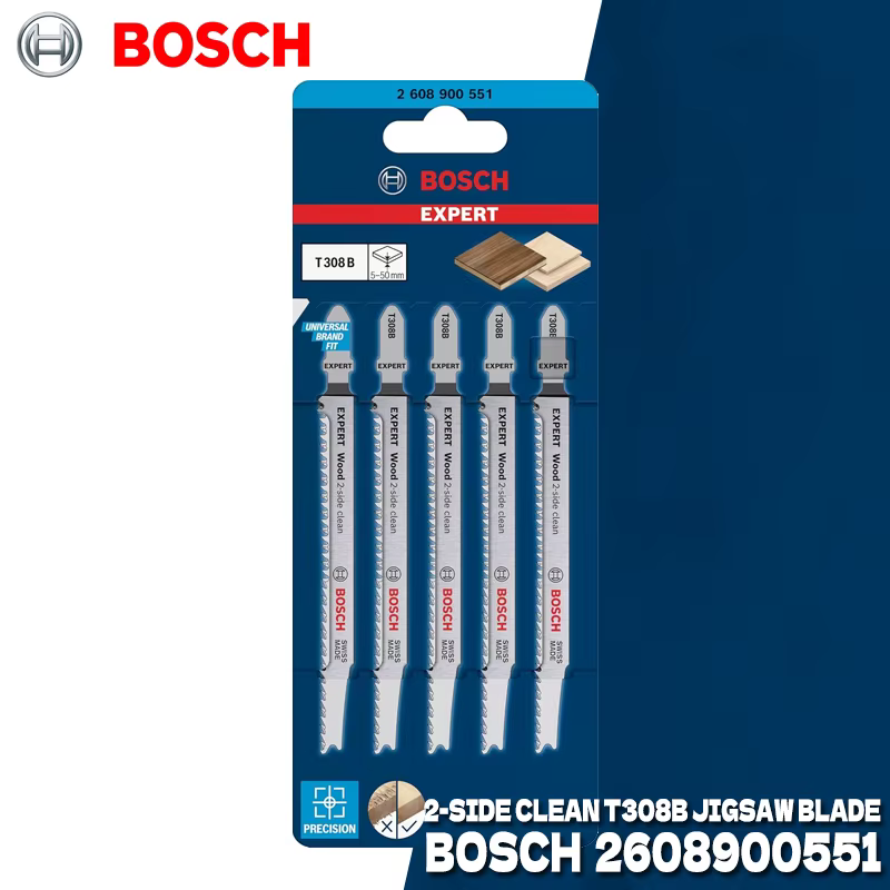 BOSCH 2608900551 5 pièces EXPERT bois 2 côtés propre T308B 117MM lame de scie sauteuse pour planche 