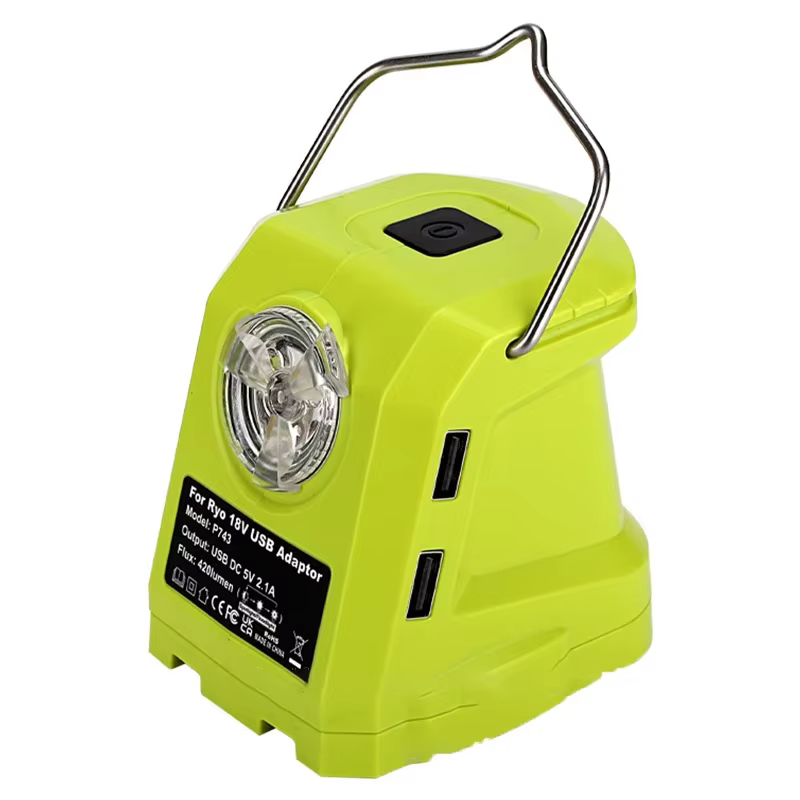 Adaptateur double USB pour batterie Ryobi 18V P108 P109, source d'alimentation portable avec lampe d