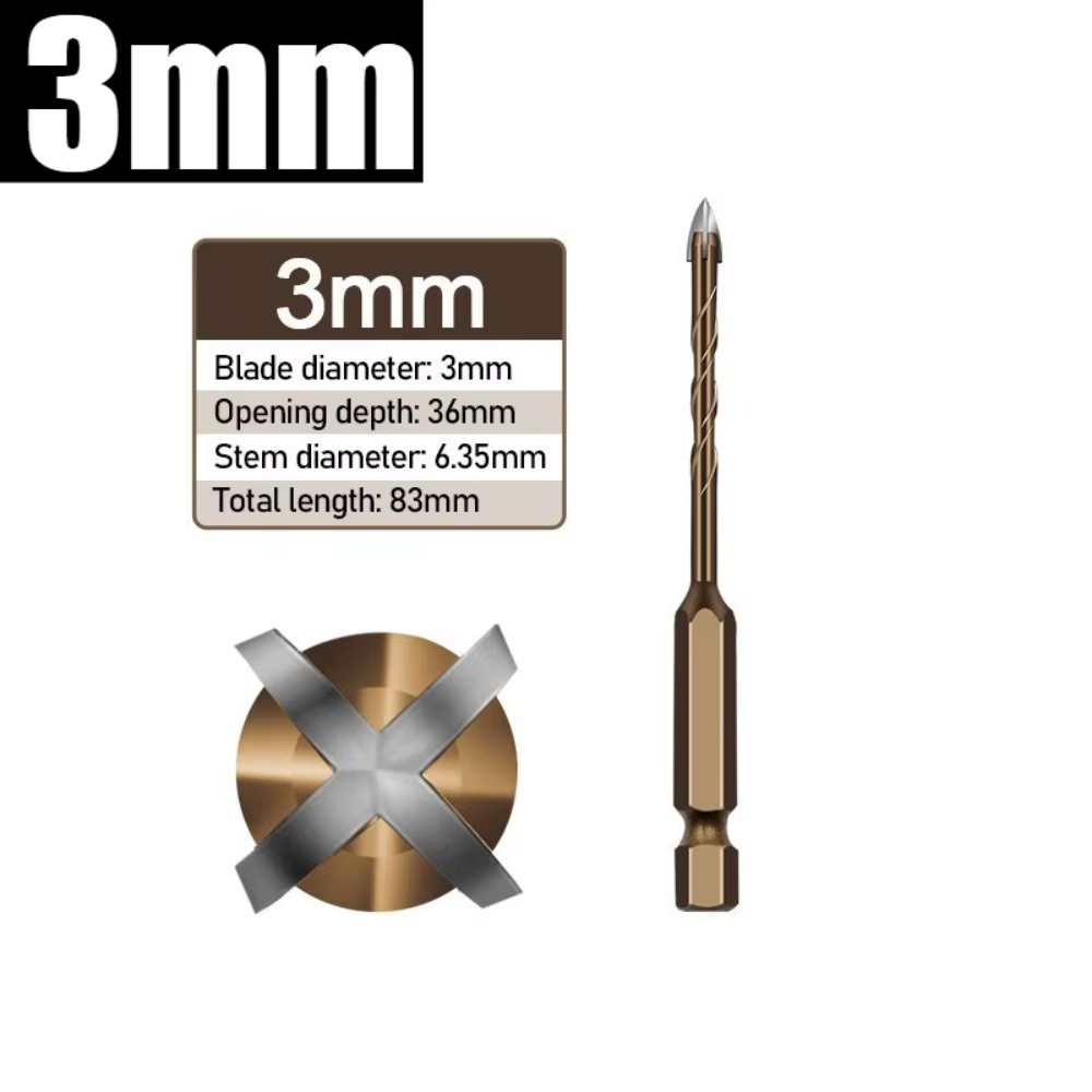 Forets à béton et maçonnerie de 3 mm à 12 mm pour verre, céramique, carrelage, brique, plastique, bo