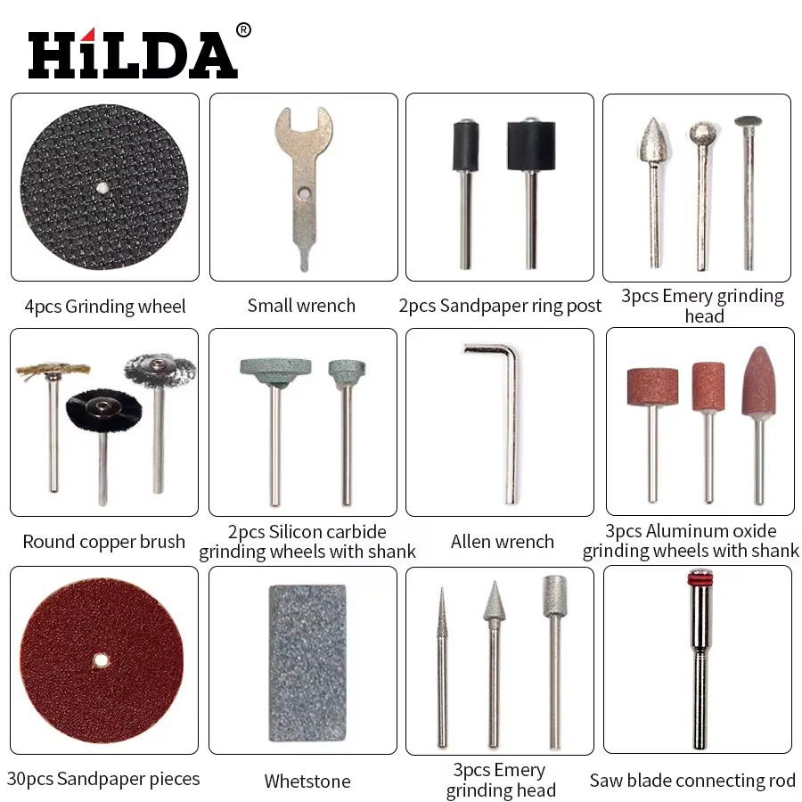 HILDA accessoires d'outils rotatifs pour une coupe facile, le meulage, le ponçage, la sculpture et l