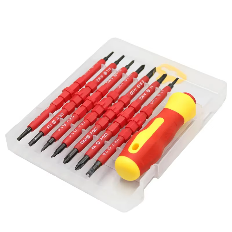Kit d'outils de réparation d'électricien, jeu de tournevis isolés modifiables 1000V avec embouts à f