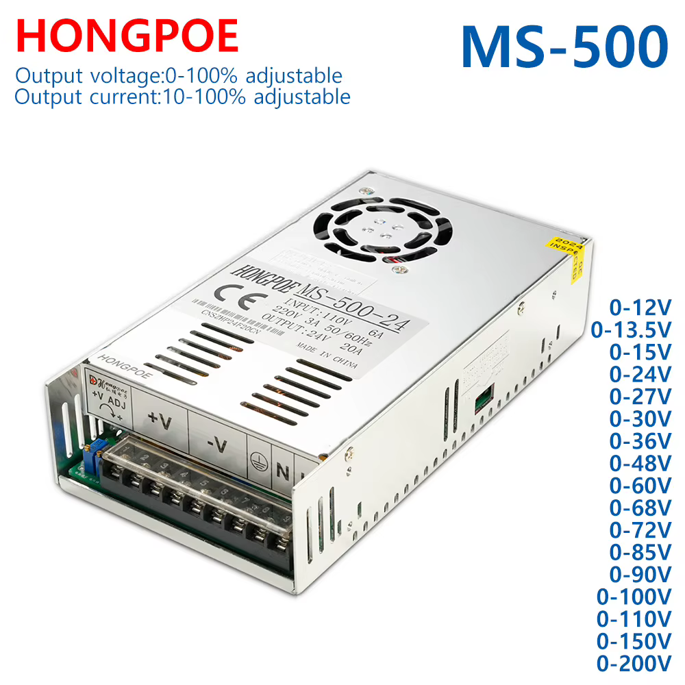 Alimentation électrique réglable, 500W 600W 1000W 1500W 0-12V 15V 24V 36V 48V 60V 72V 85V 90V 110V 1