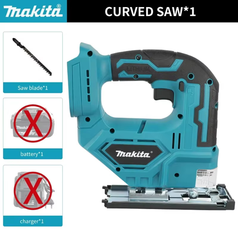 Scie sauteuse électrique sans fil Makita DJV182Z 18V 340W avec lame de scie et poignée tubulaire - B