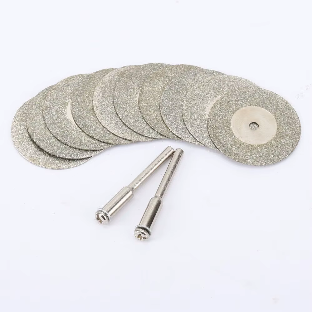 Disques de coupe diamantés 30mm, Mini lame de scie coupée avec 2 pièces de connexion de tige de 3mm 