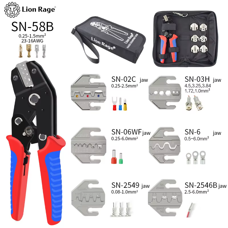 Kit de pinces SN-58B pour outil de sertissage à cliquet, pour bornes XH2.54/DuPont2.54/2.8/4.8/6.3/n