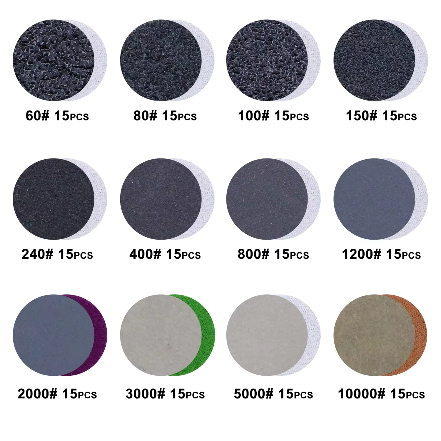 191 PCS 1 « , 25mm Hook & Loop Wet & Dry Sandpaper with 3mm Shank Pad Polishing Pad and Interface Pa