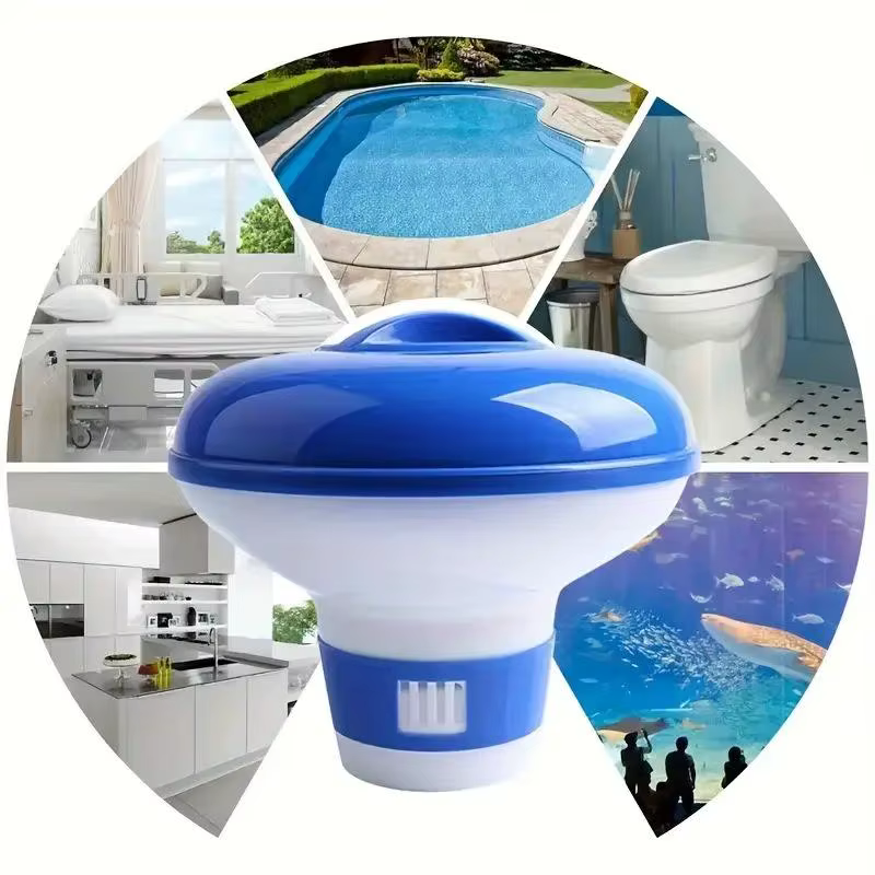 Distributeur de chlore flottant pour piscine de 5 pouces avec aérations réglables et couvercle anti-