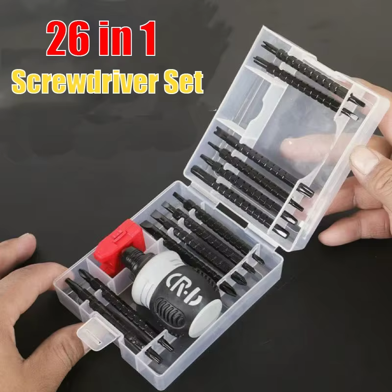 Jeu de tournevis à cliquet 26 en 1, tête magnétique à double usage, tournevis télescopique permettan