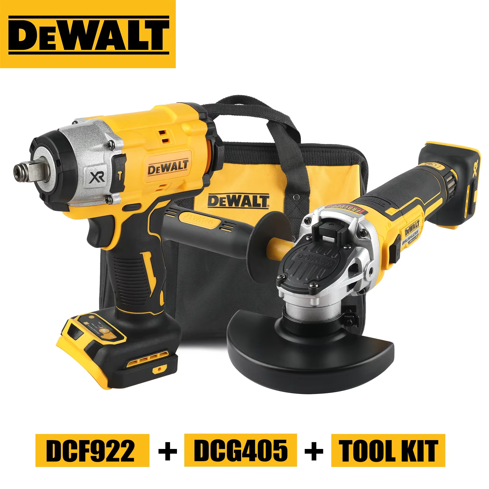 DEWALT Bundle d'outils électriques - DCD805, DCF805, DCF922, DCG405fn & 405nt et kit d'outils - Parf
