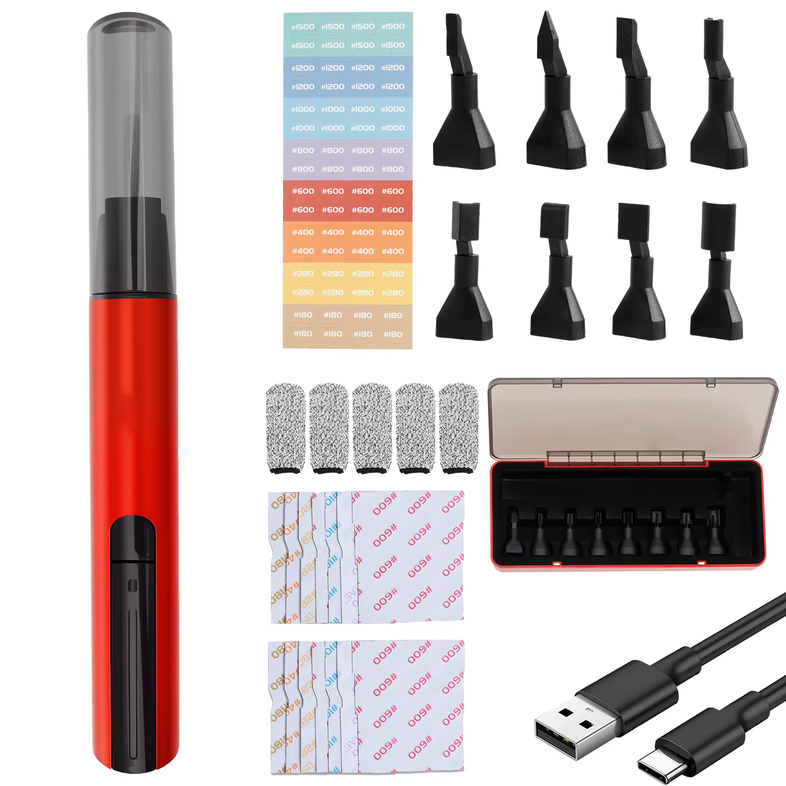 Mini ponceuse alternative électrique, stylo de meulage à Charge USB, modèle en plastique, têtes de p