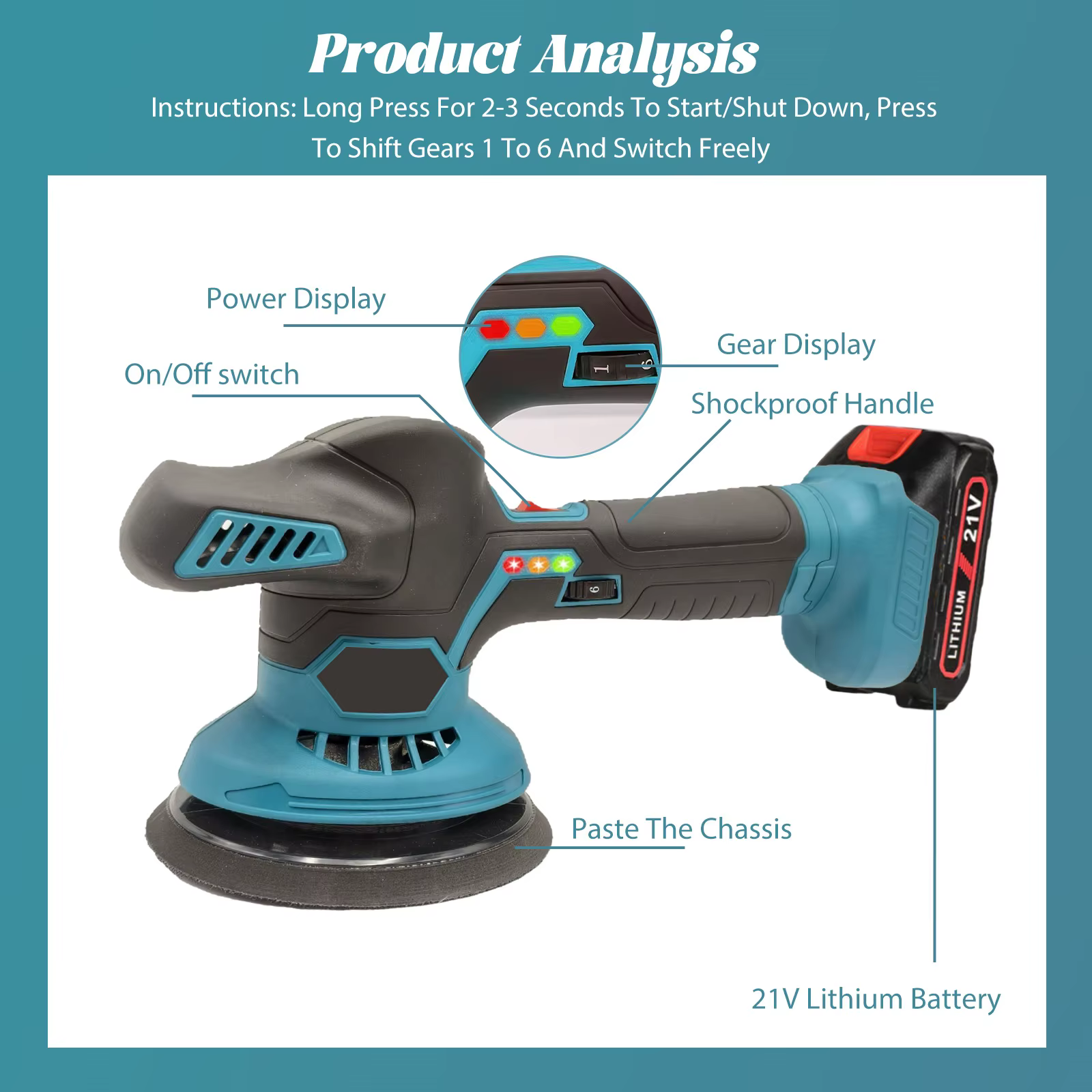Makita – polisseuse électrique sans fil pour voiture, 6 vitesses, pot de polissage, outil, Machine d