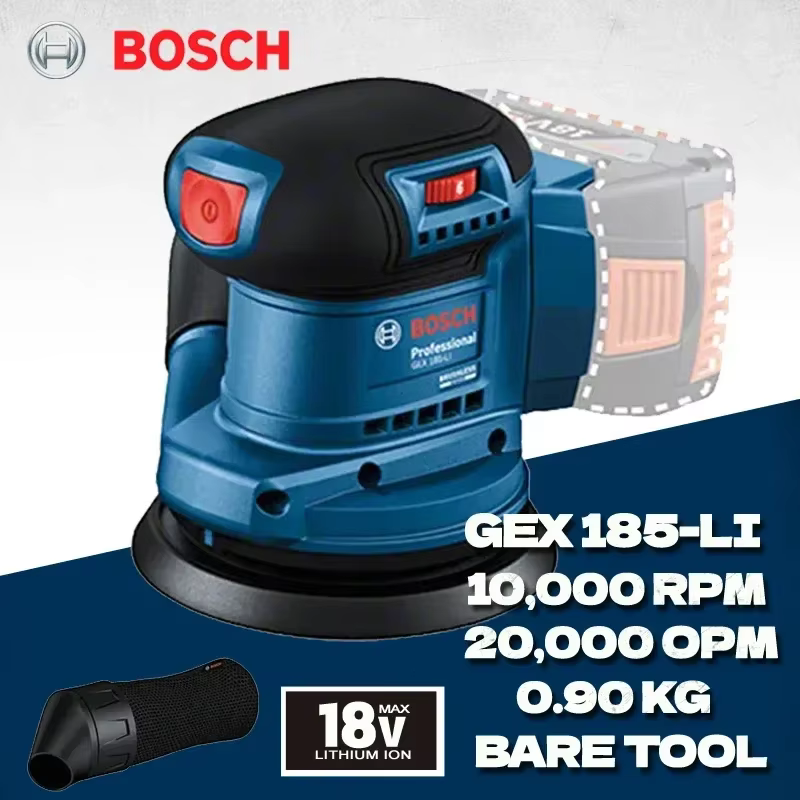 Ponceuse orbitale aléatoire sans fil BOSCH GEX 185-LI, conception compacte, ponçage en espace restre
