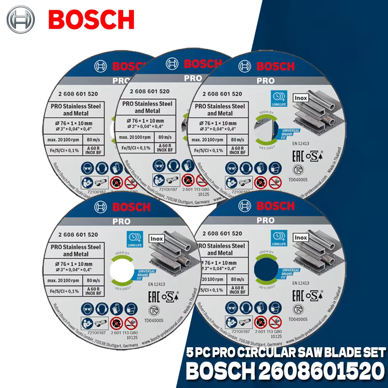 BOSCH 5 pièces PRO acier inoxydable et métal Gebundene Trennscheibe pour mini meuleuse d'angle 76 × 