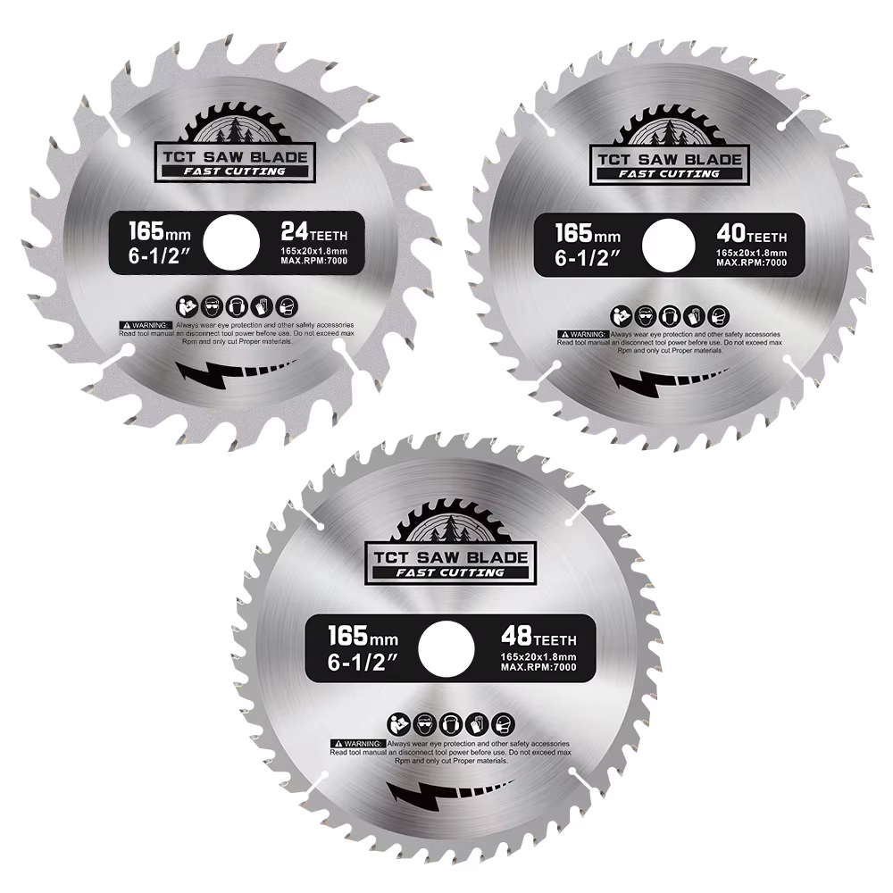 XCAN – lame de scie circulaire 165mm, 3 pièces, disque de coupe pour bois 24/40/48T, lame de scie en