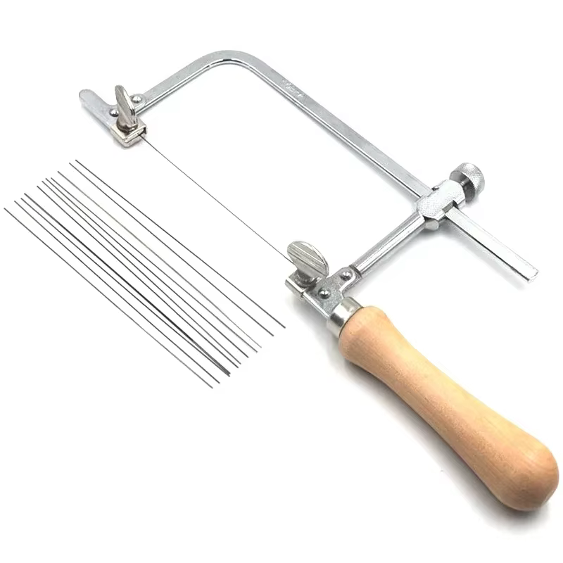 Kit de cadre de scie de bijoutier avec 12 lames, réglable, pour la découpe de précision de bagues en