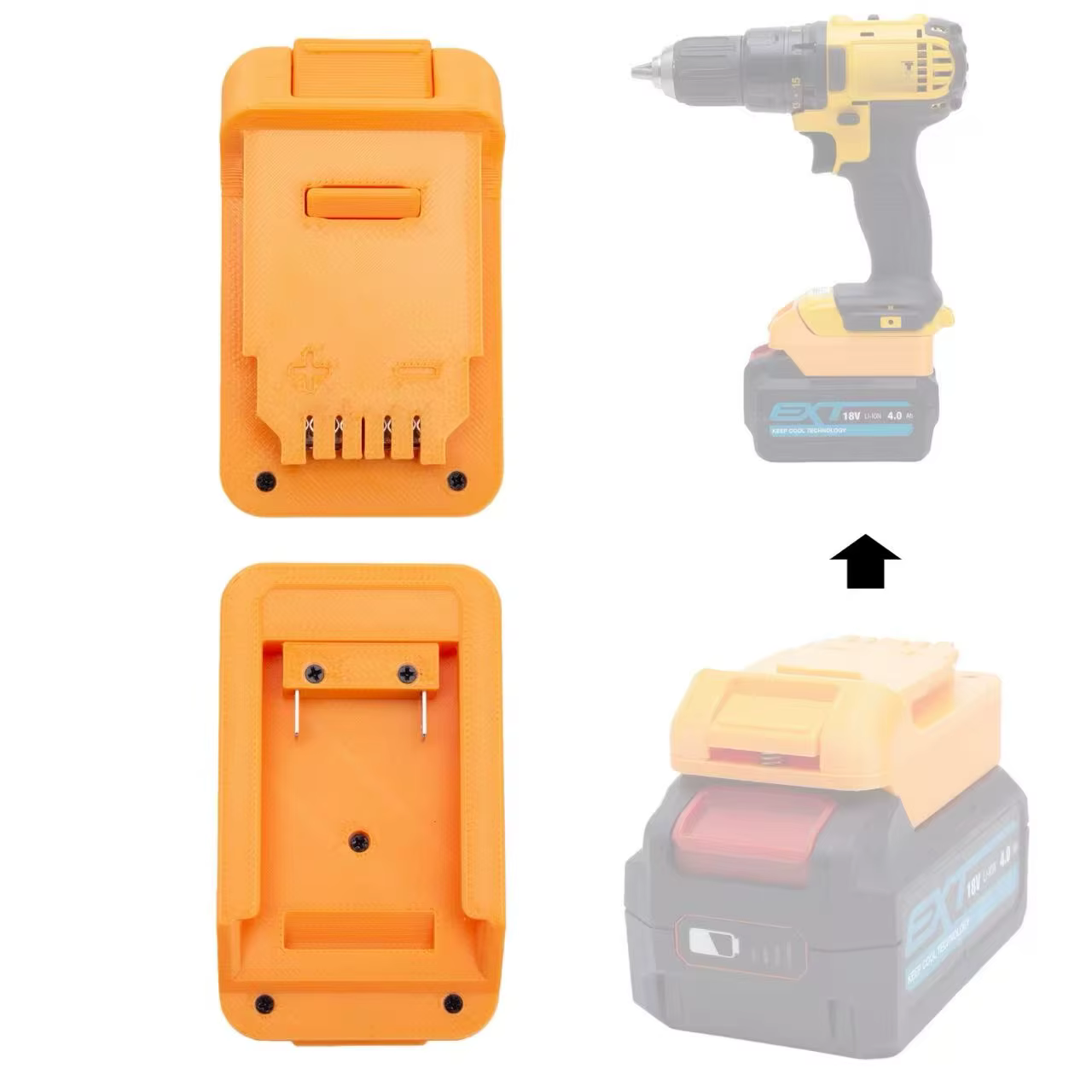 Adaptateur convertisseur pour batterie Erbauer 18V vers Milwaukee / Bosch / Dewalt /Makita / Parksid