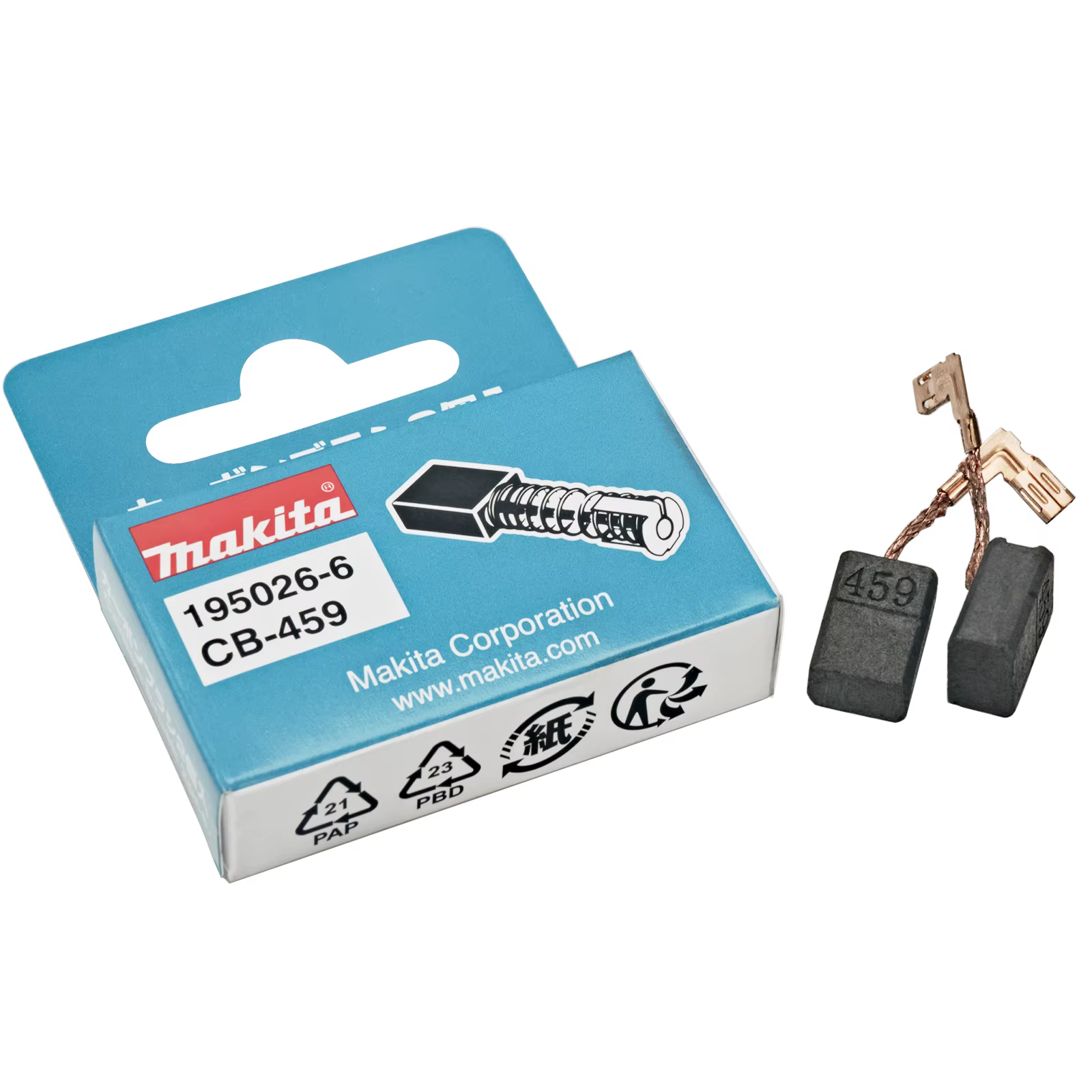 1 paire balais de charbon originales 6 x 9 x 13 mm CB459,CB458,CB461,194722-3 pour Makita GA4034,GA4