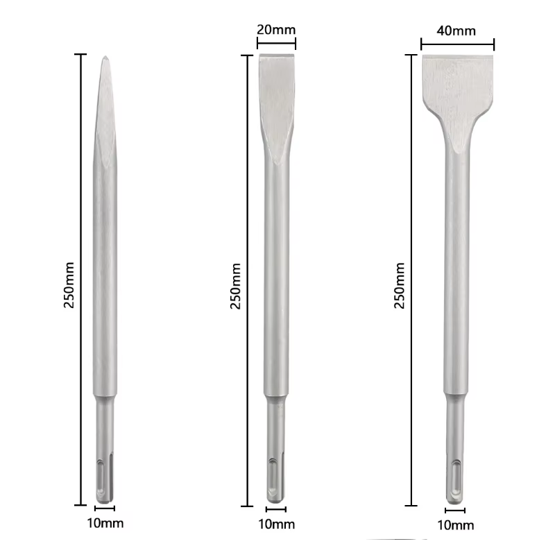 Ensemble de 3 burins SDS-Plus pour marteaux perforateurs, ensemble de forets pour maçonnerie et béto