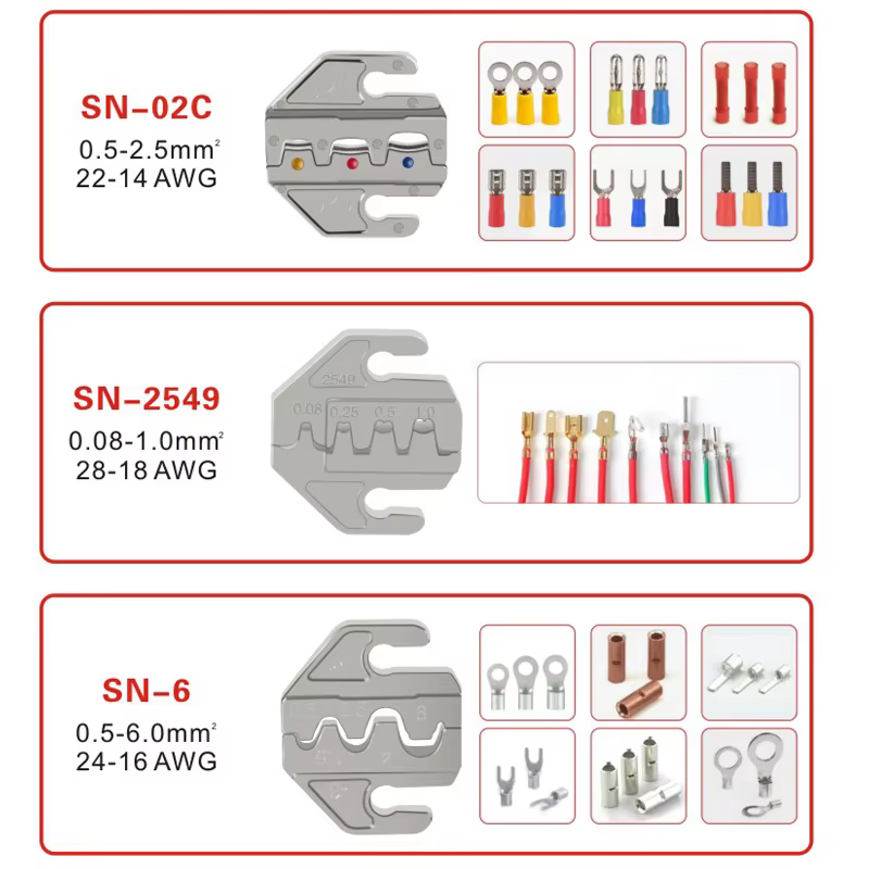 Jeu de pinces à sertir, mâchoires à fente de 4mm, SN-48BS/58B/02C/2546B/2549 /06/X6/06WF/03H, utilis