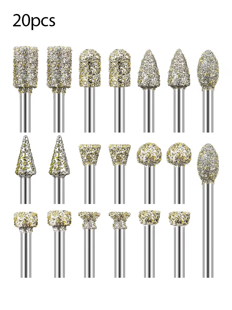 Jeu de forets de meulage en diamant pour outil rotatif Dremel, forets à diamant avec tige de 1/8 pou