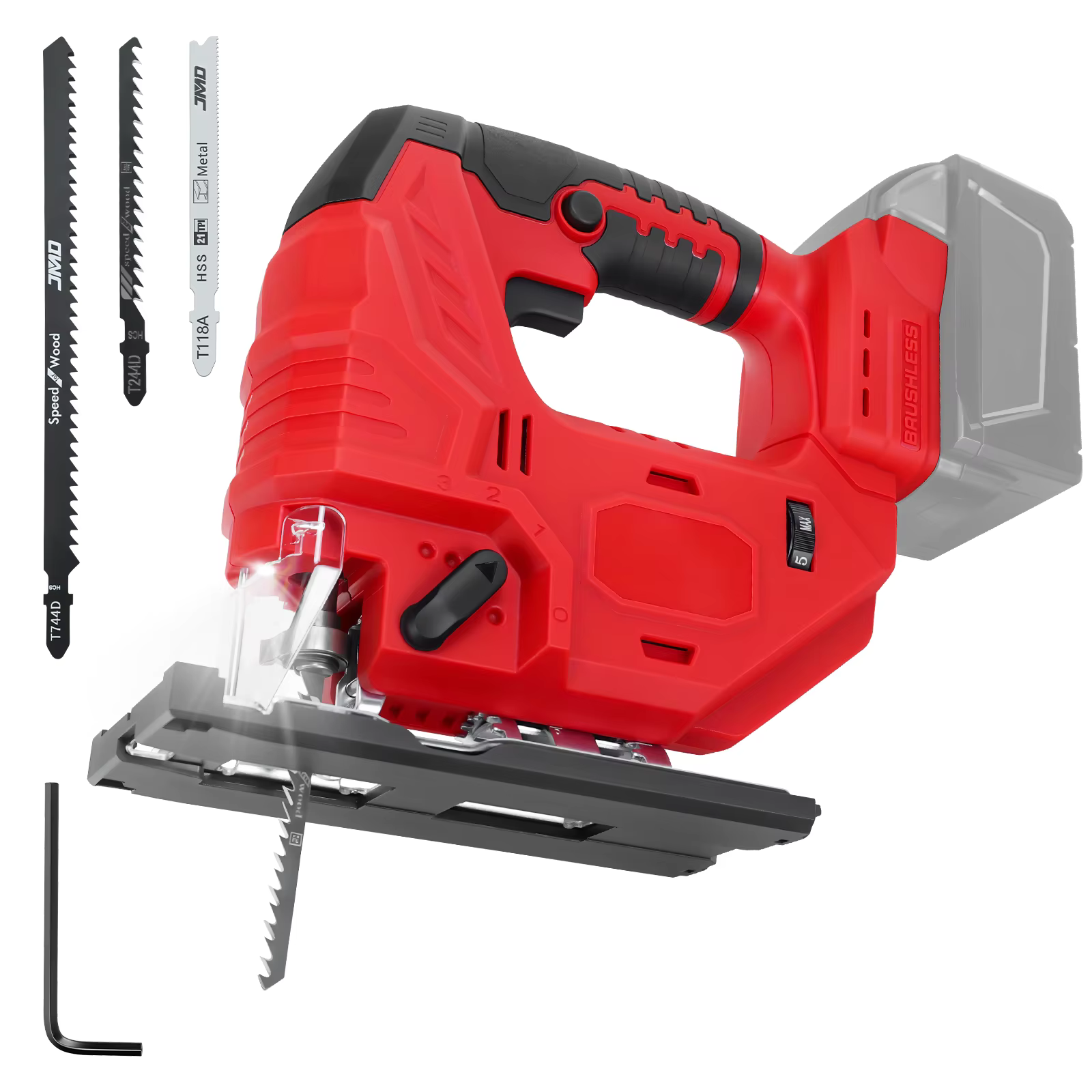 Scie sauteuse sans balais 750 W 2700 tr/min Scie sauteuse 0 ° - 45 °   Coupes biseautées avec 4 régl