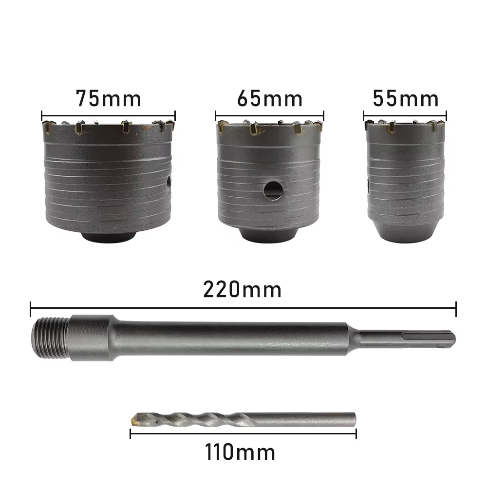 SDS Plus scie cloche murale foret scie cloche pour béton avec arbre rond 4 pièces coupe-trou béton c