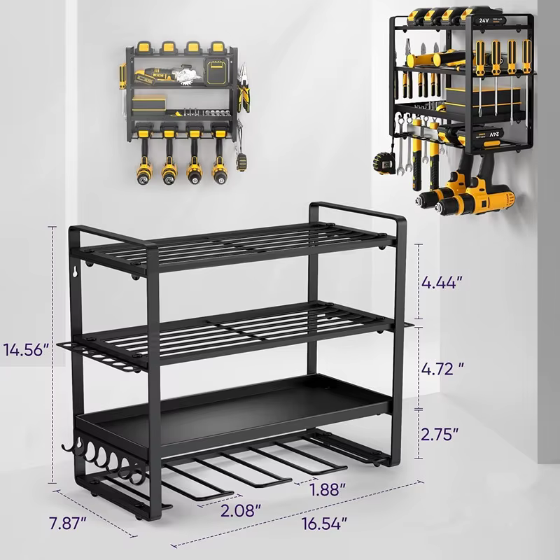 Organisateur d'outils électriques, support mural, étagère à outils en métal robuste, cintre de perce