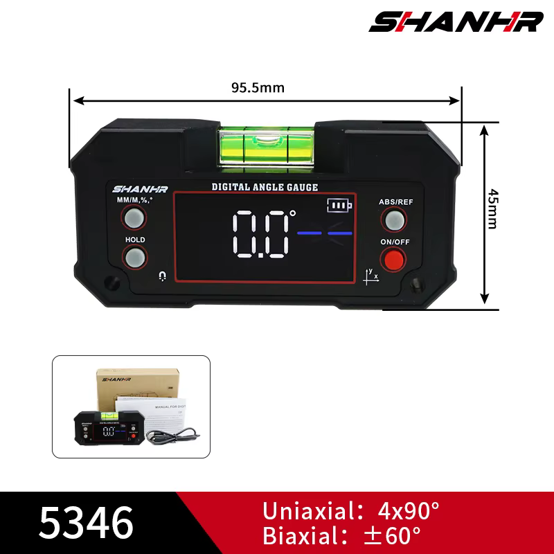 SHANHR Détecteur d'angle numérique, Outil de mesure multi-axes avec écran LCD rétroéclairé, Niveau n