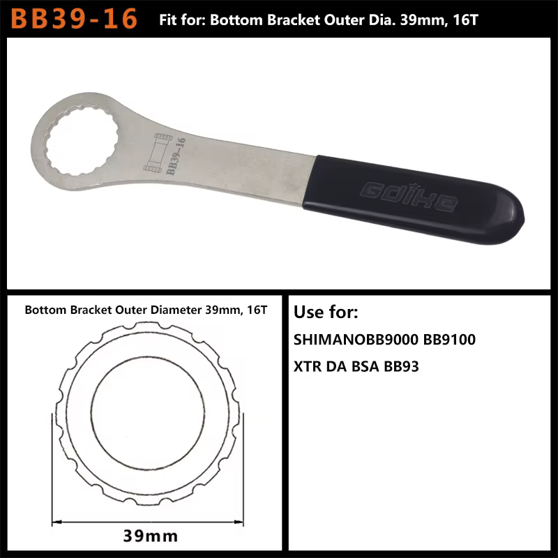 Outil de démontage de boîtier de pédalier multi-tailles 12T 16T 24T, clé BB 39-52mm, outils de répar