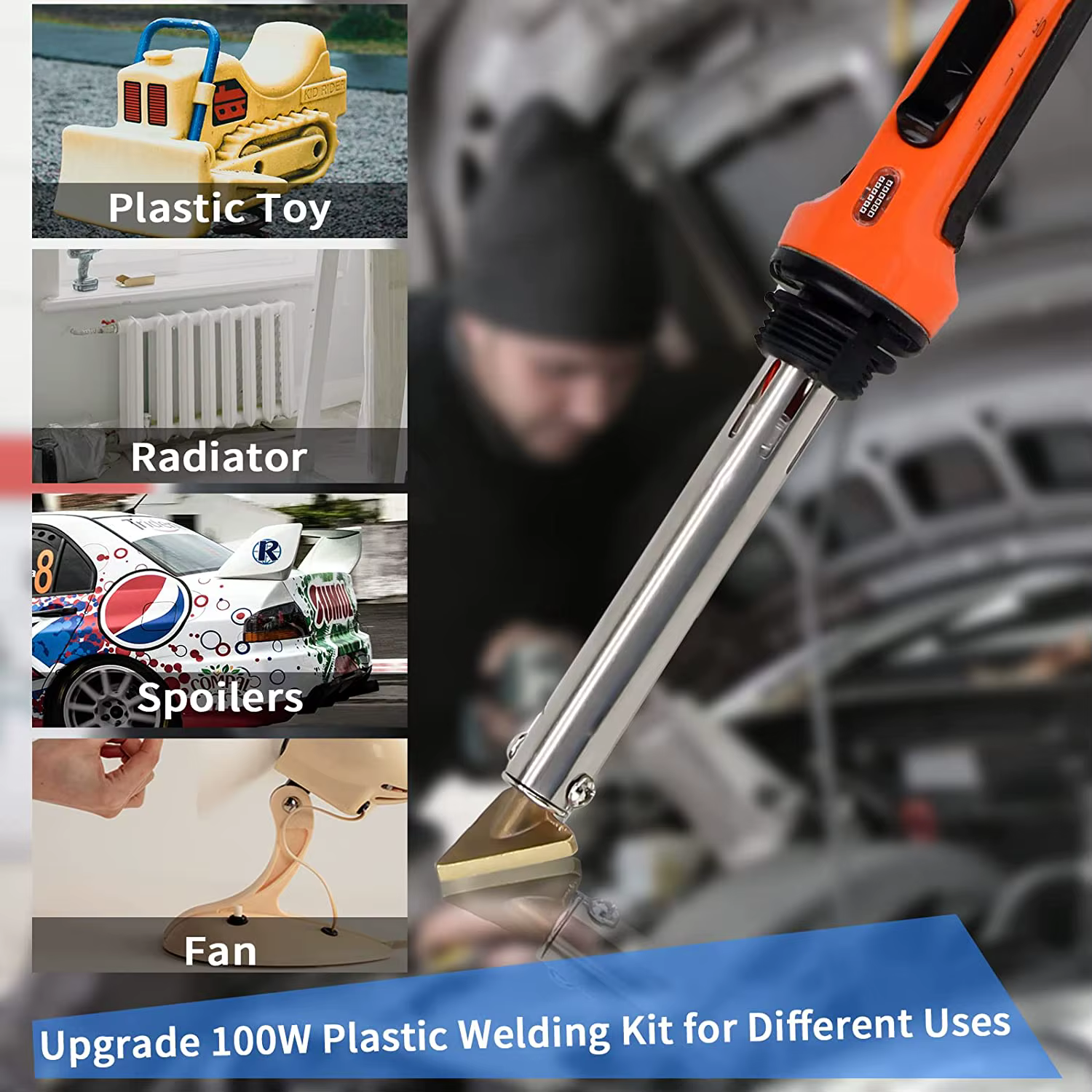 Kit de soudage du plastique 100W 2 en 1, pistolet à souder en plastique pour la réparation de Surfac