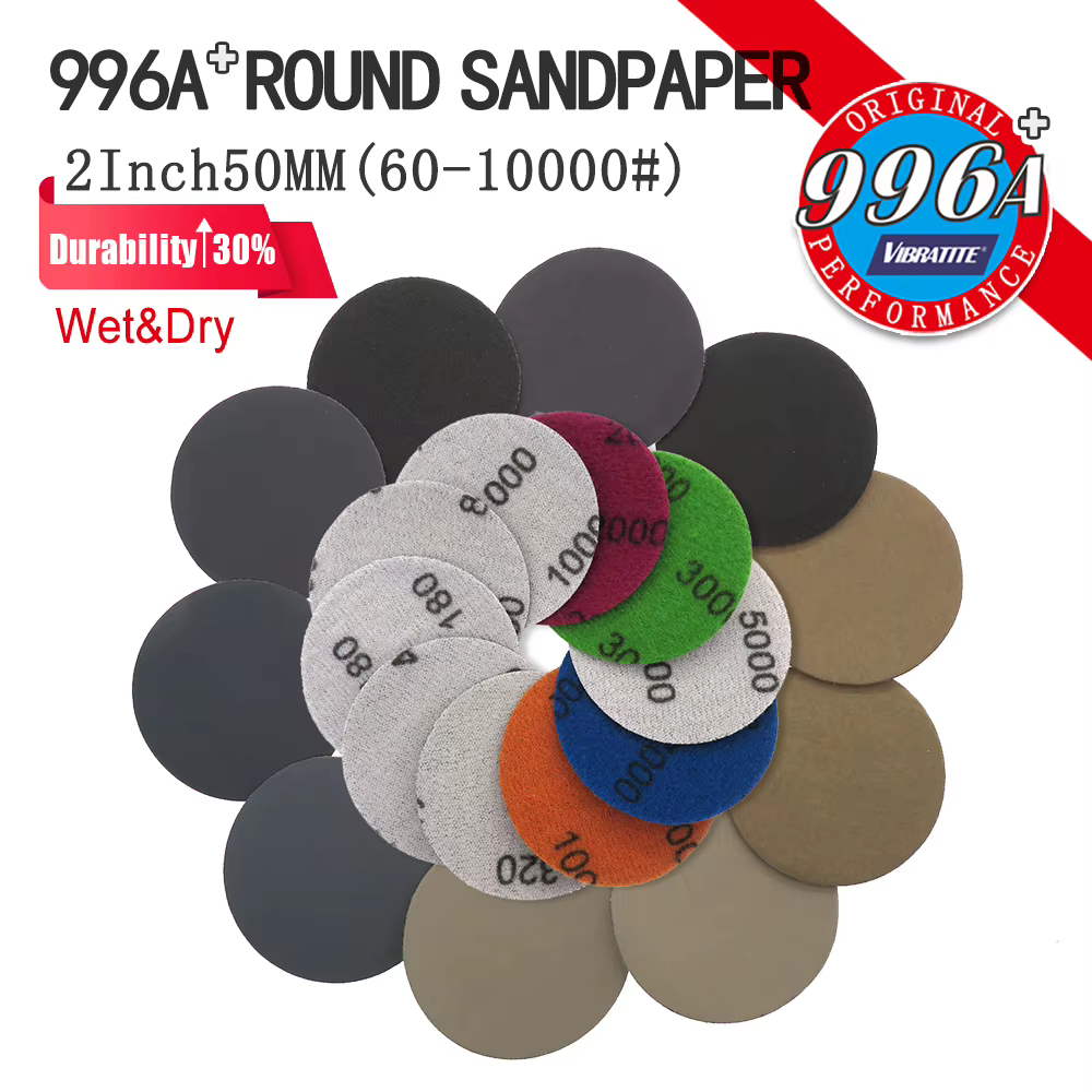 Papier de verre sec et humide, 50 pièces, 2 pouces, 50mm, outils abrasifs, disque de ponçage, access