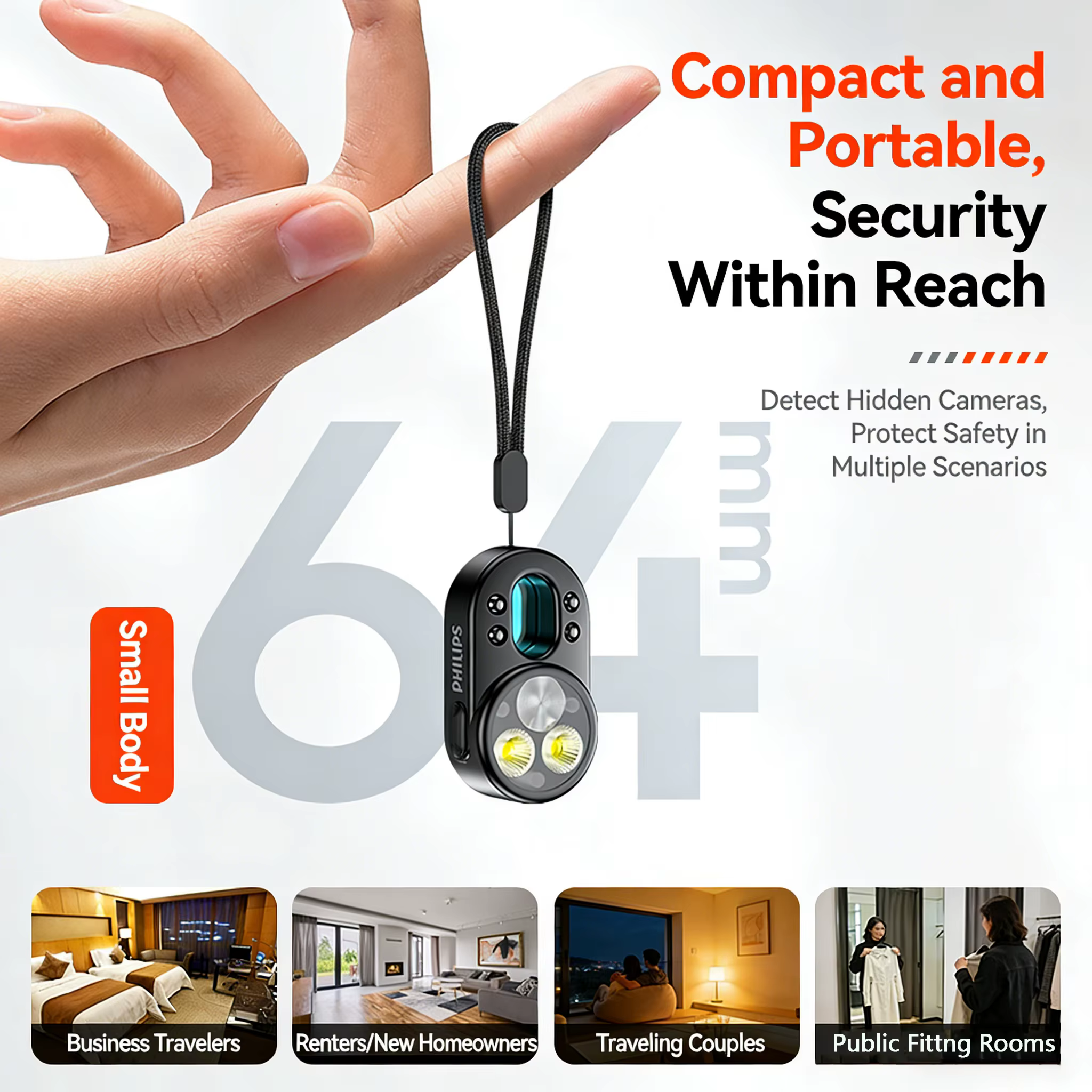 Lampe torche compacte multifonctionnelle Philips SFL1551 avec accroche pour sac à dos et clip de poc