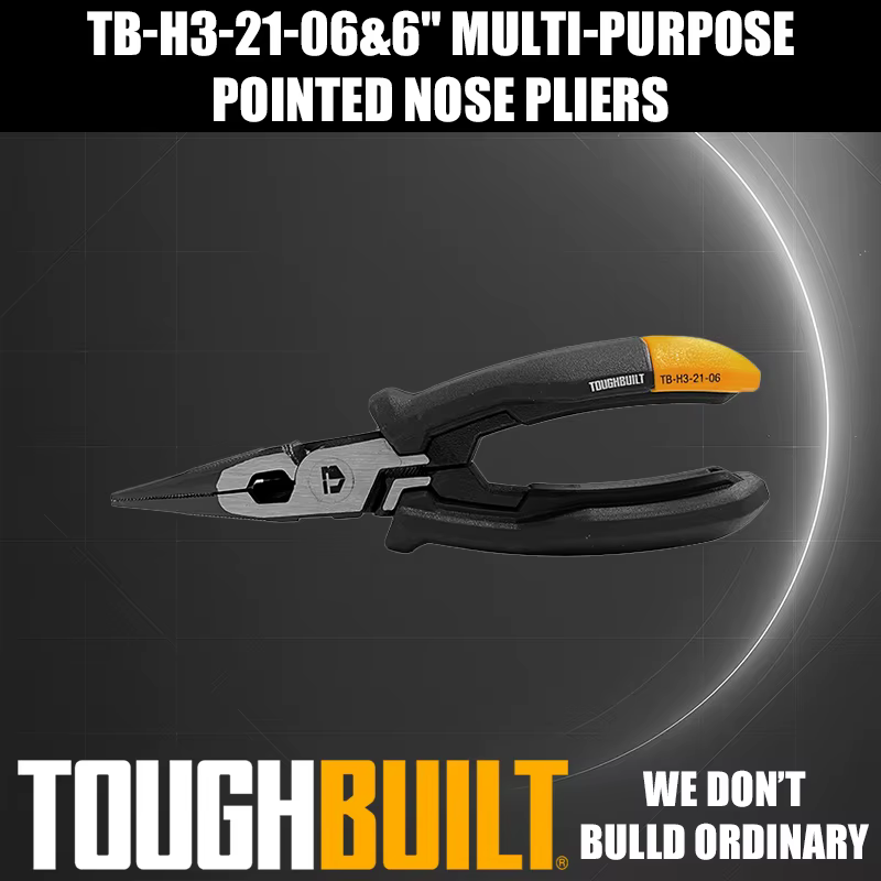 ToughBuilt TB-H3-21-06 Pince à bec effilé polyvalente de 6 pouces, accessoires pour outils à main