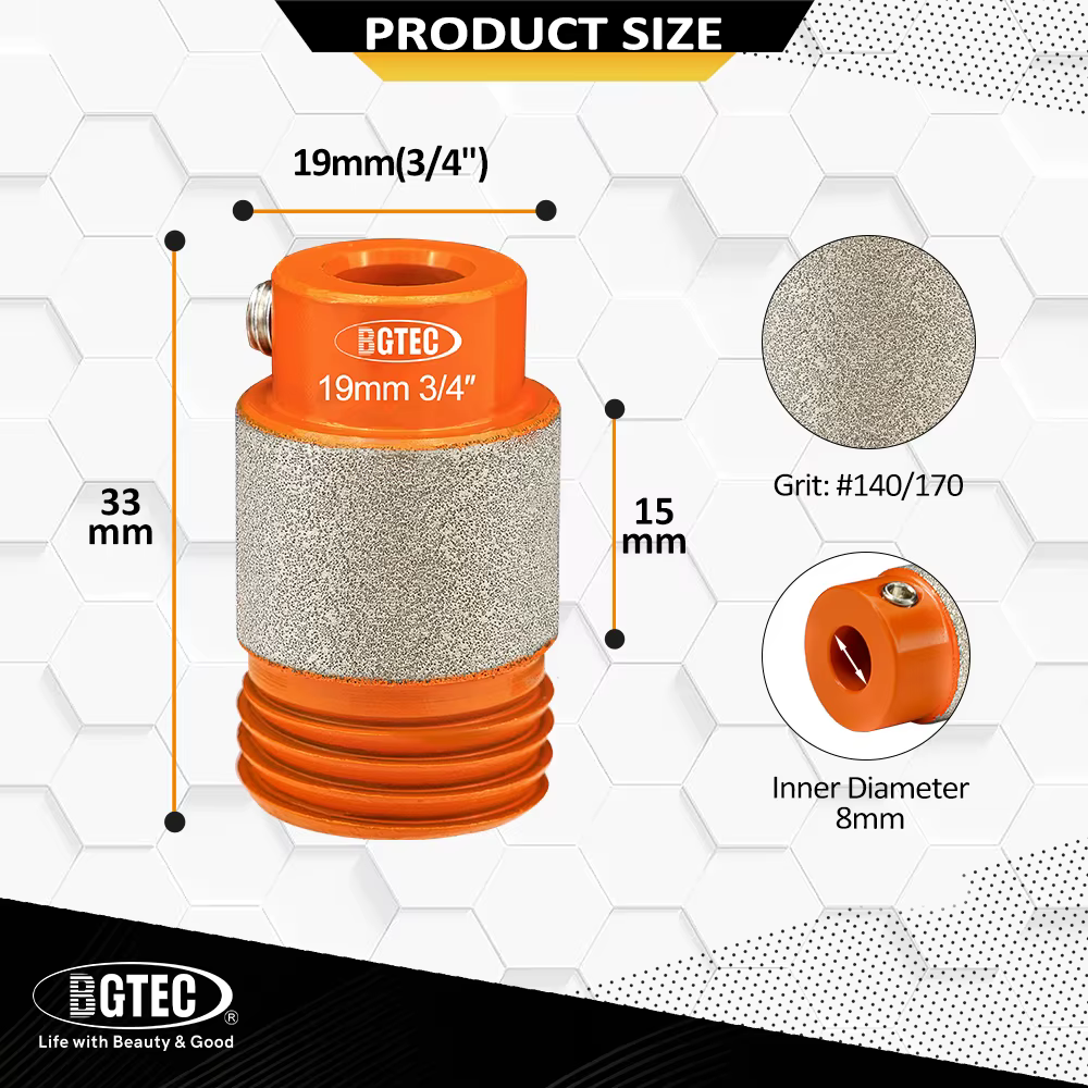 BGTEC – embout de meuleuse pour vitraux, outils à tête de 3/19/25mm avec filetage pour meuleuse de v
