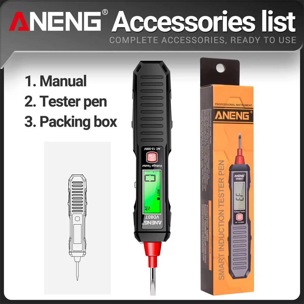 Stylo testeur de tension numérique ANENG VD807, détecteurs de tension AC 24-300V, Induction sans con
