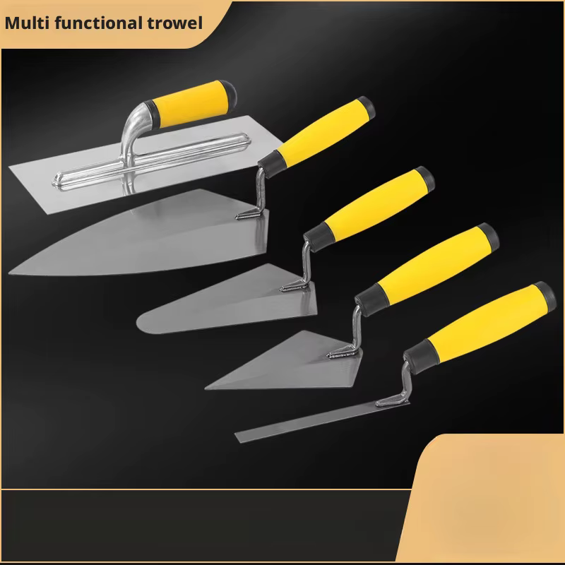 Lot de 5 outils de maçonnerie en acier au carbone : truelle de maçon, truelle de jointoiement, truel
