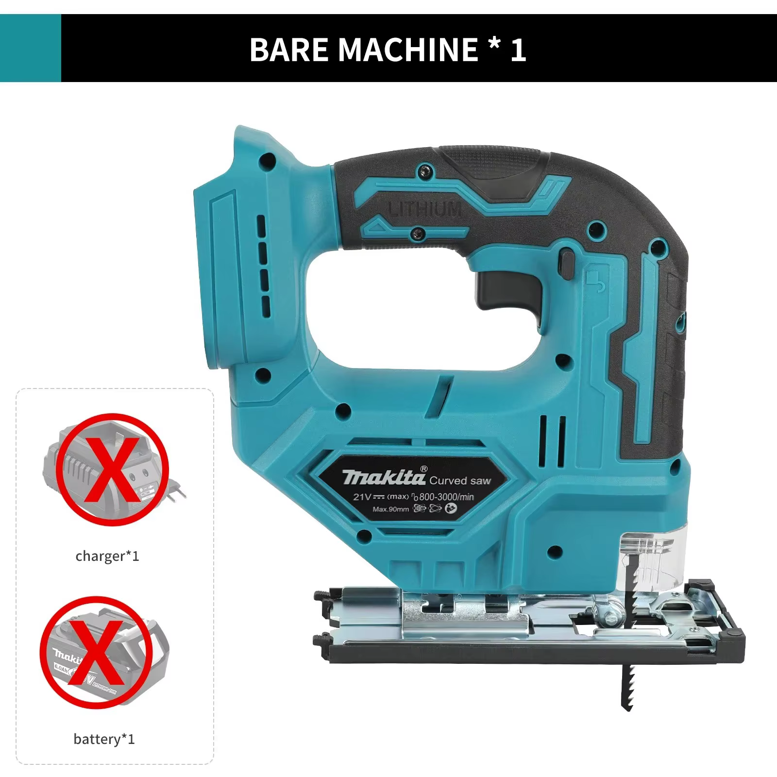 Scie sauteuse électrique sans fil Makita DJV182Z, 18V, 340W, avec lame de scie, poignée en forme de 