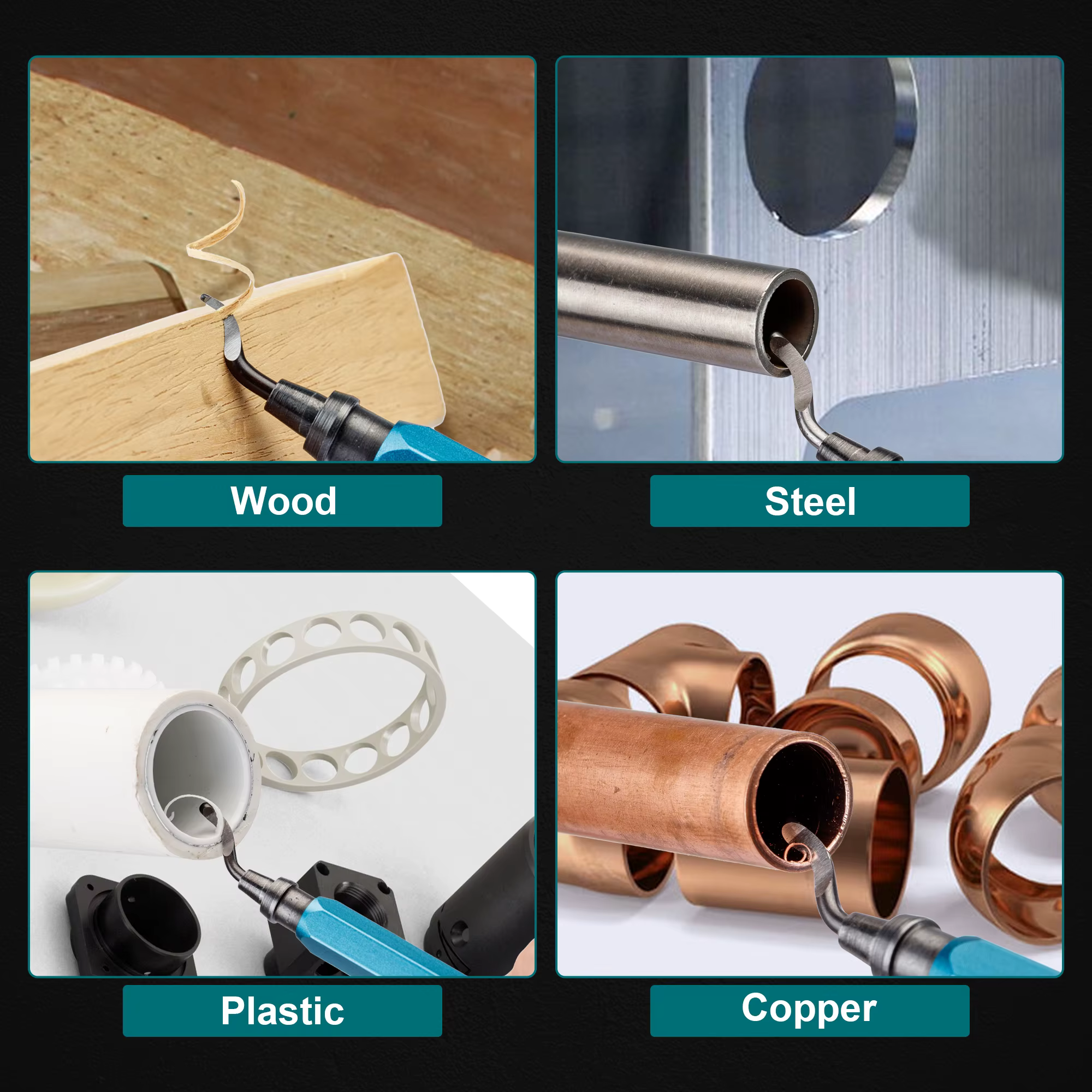 Ensemble d'outils d'ébavurage 10 pièces lames pivotantes en acier HSS poignée en métal outil d'ébavu