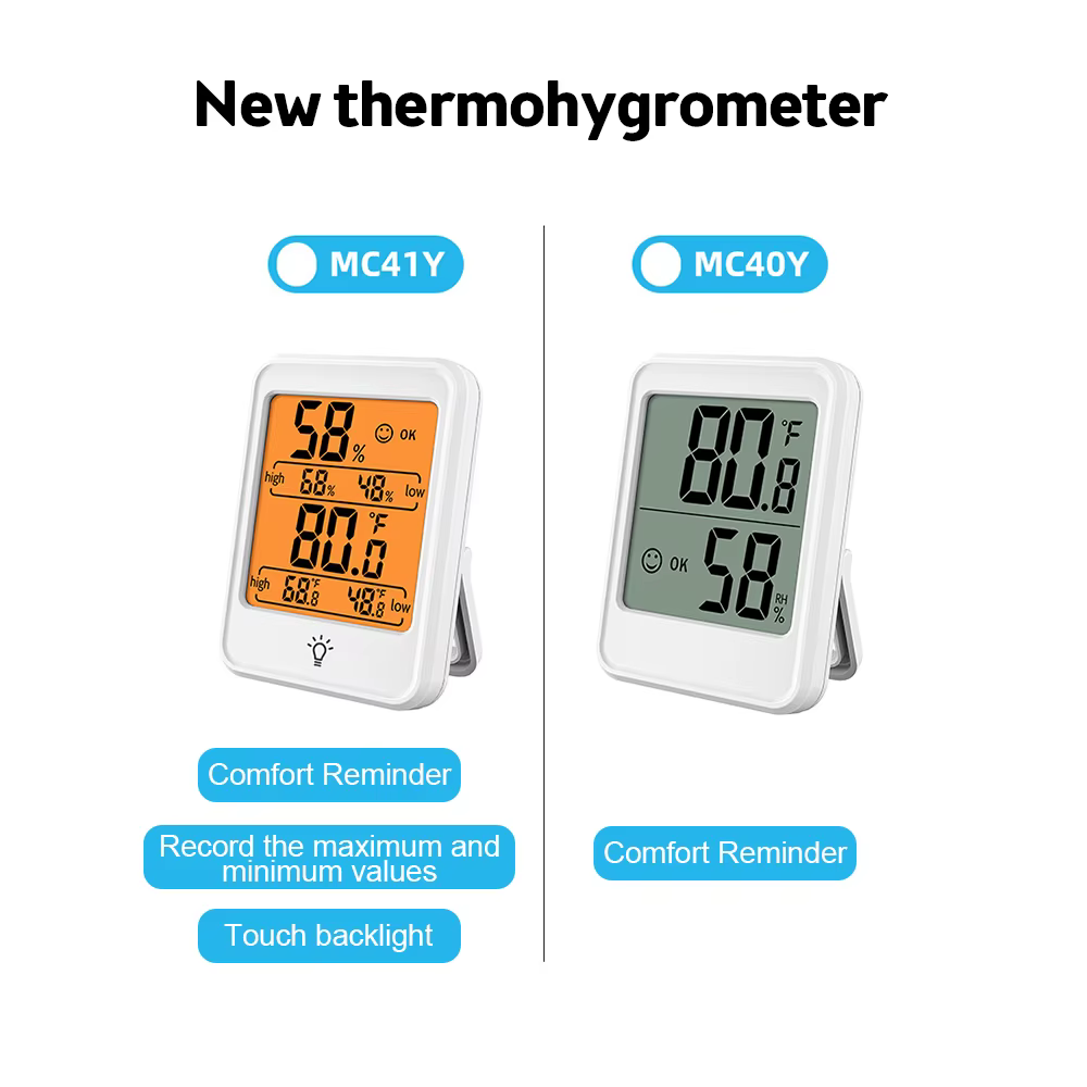 Thermomètre numérique LCD de grande taille, hygromètre électronique pour pièce intérieure, capteur d