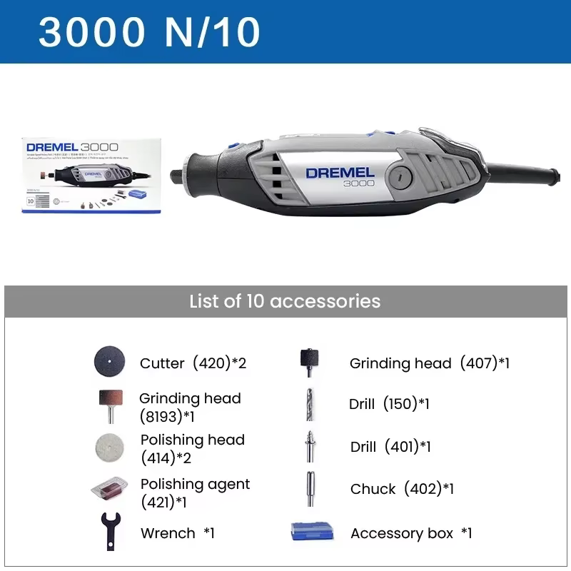 Dremel 3000 Mini perceuse électrique, meuleuse, ensemble de stylos graveurs, multifonction, maison, 